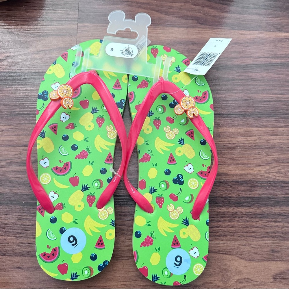 NWT Disney World Mickey Mouse Fruit Flip Flops